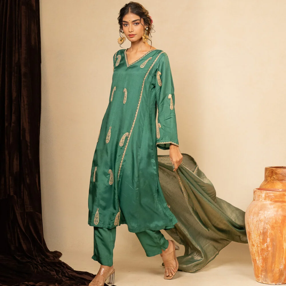 Teal Gulmohar Kurta Set
