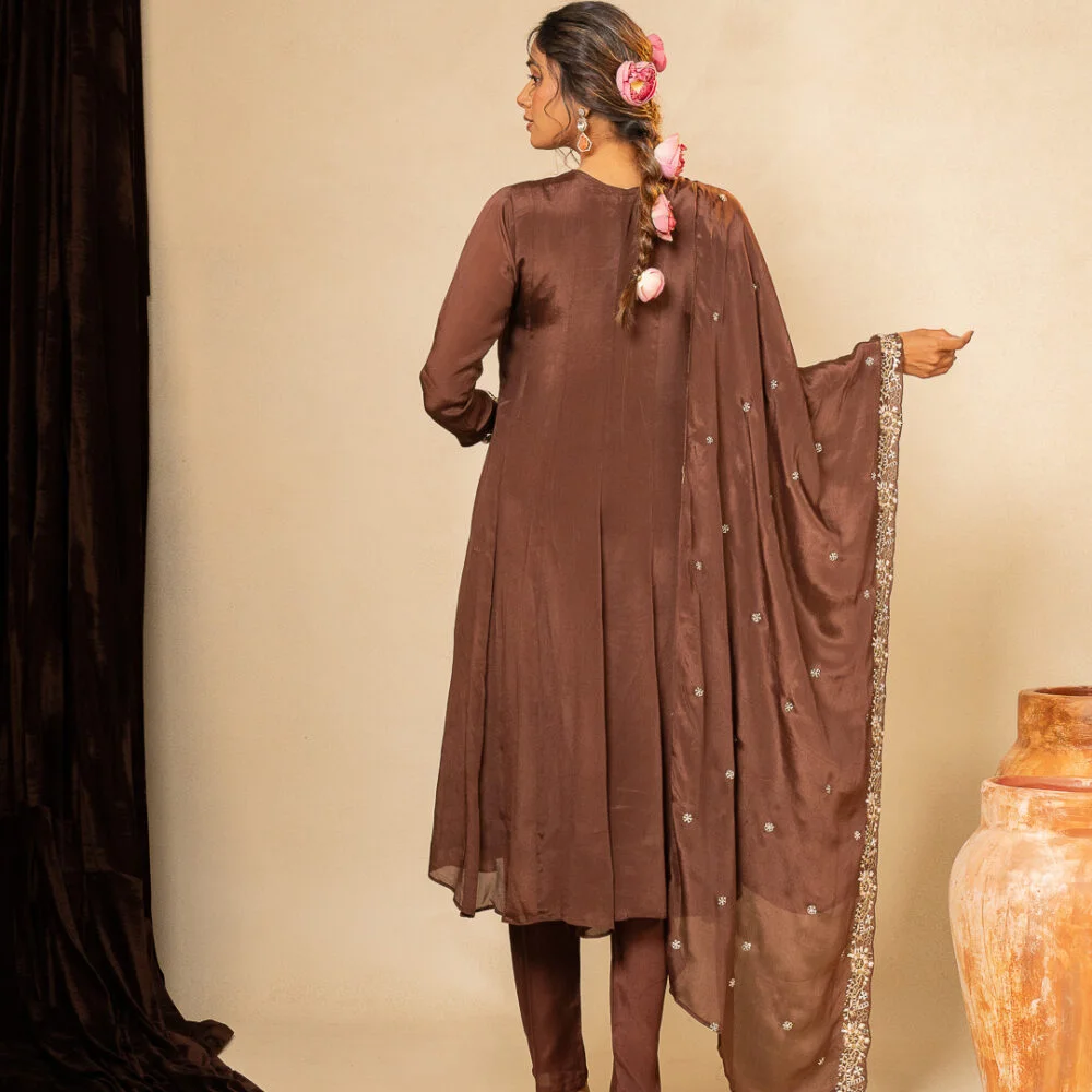 Mocha Embroidery Kurta Set