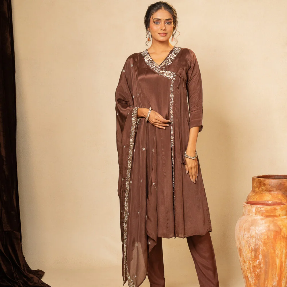 Mocha Embroidery Kurta Set