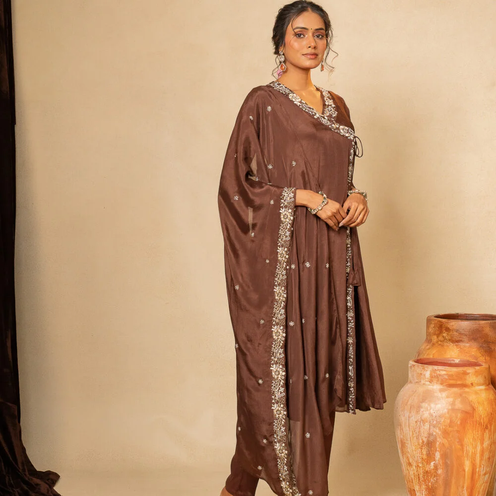Mocha Embroidery Kurta Set