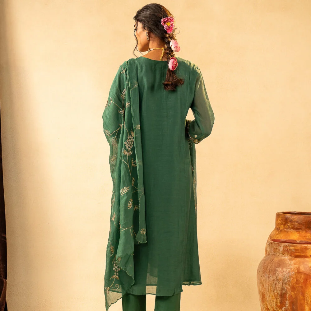 Green Mul Ethnic Dress