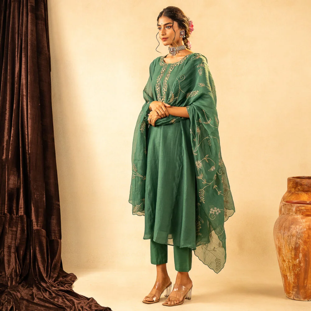 Green Mul Ethnic Dress