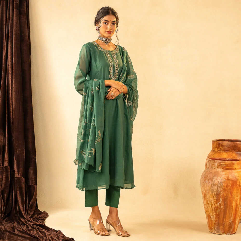 Green Mul Ethnic Dress