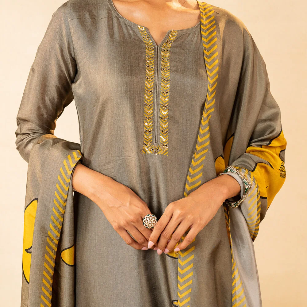 Olive Marigold Kurta Set