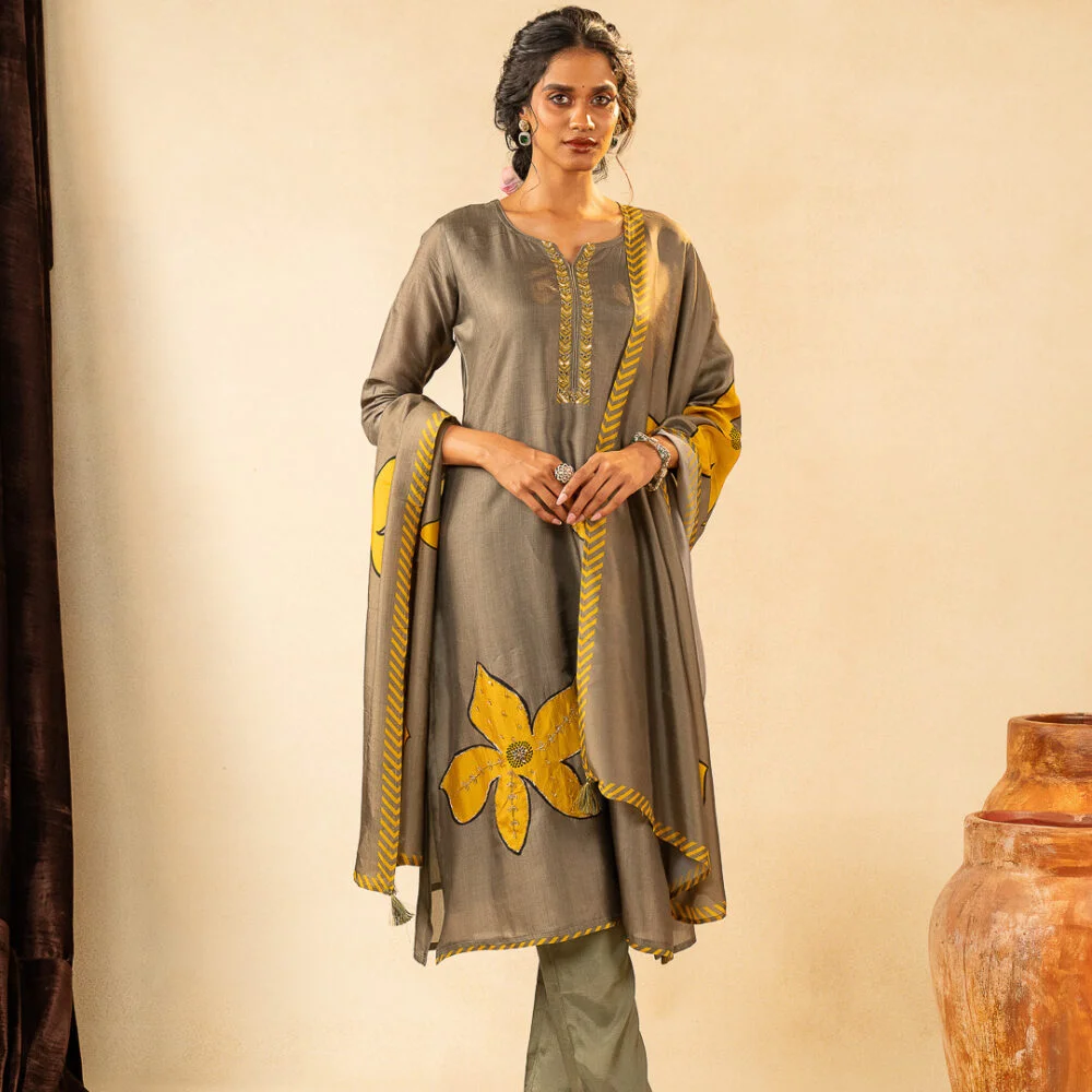 Olive Marigold Kurta Set