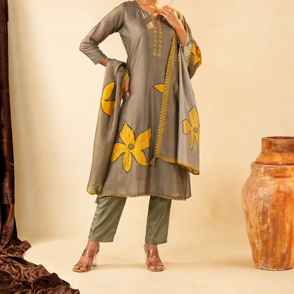 Olive Marigold Kurta Set