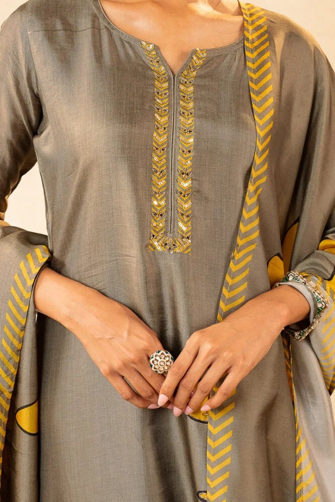 Olive Marigold Kurta Set