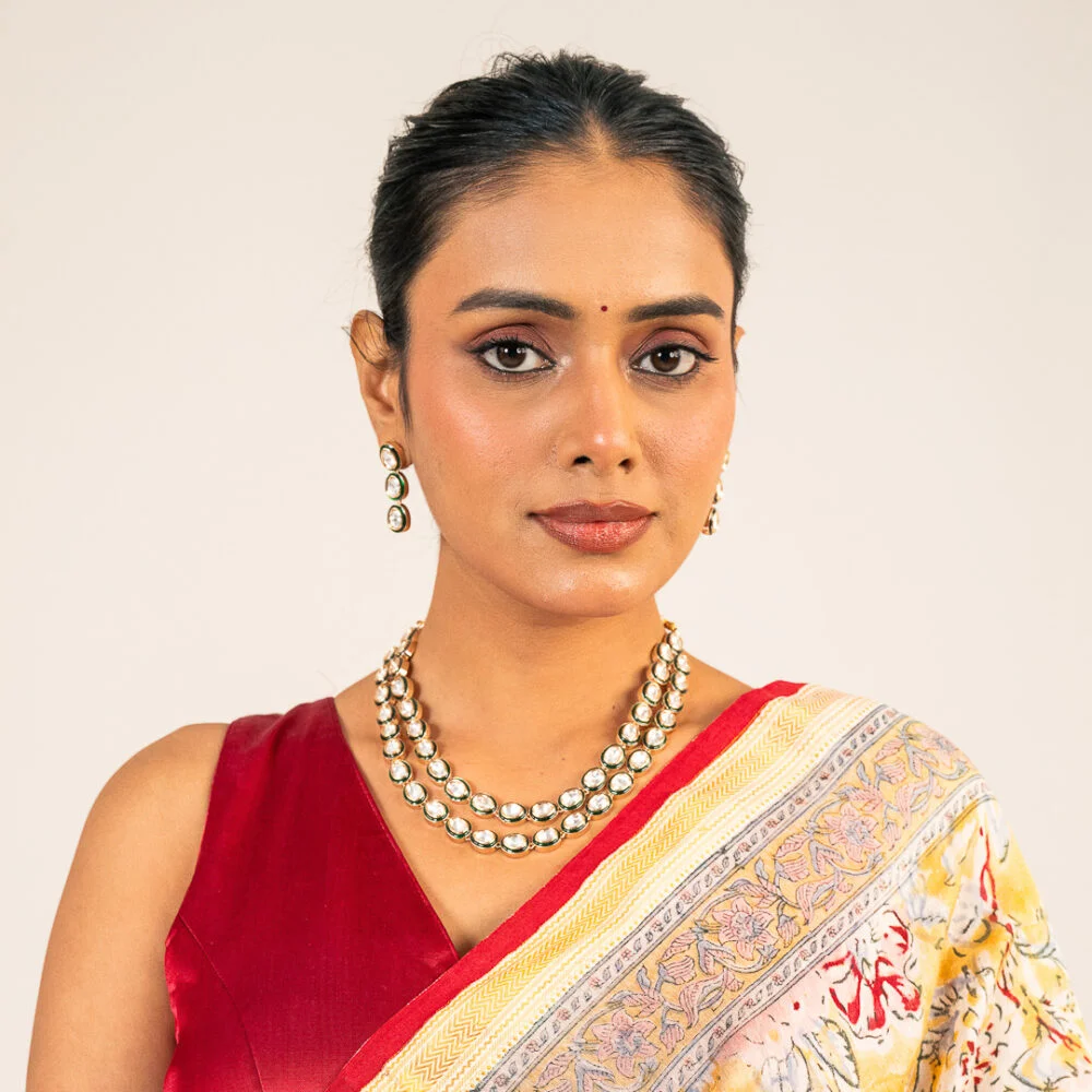 Kesar Phool Handblock Saree