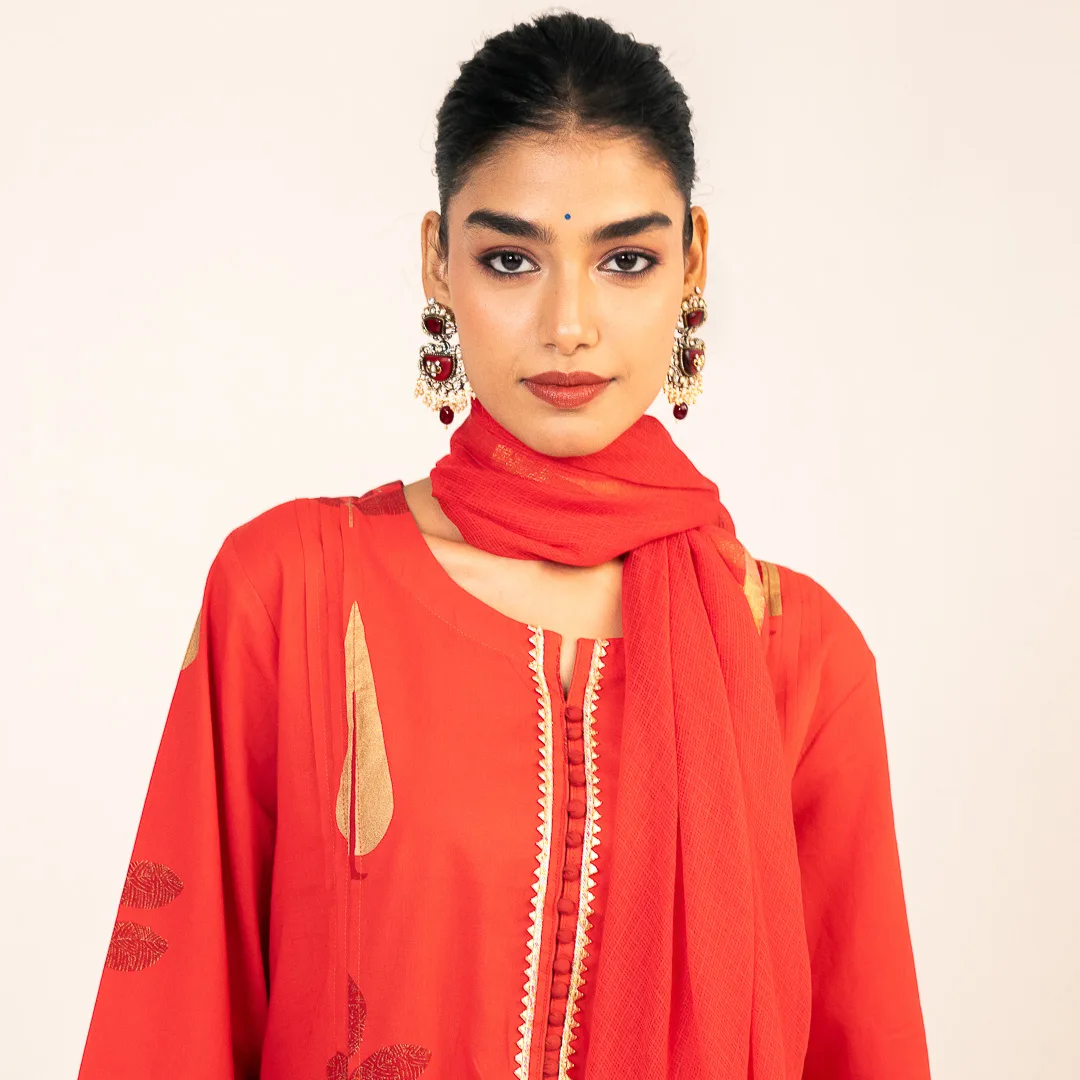 Burnt Orange Kurta Set with Dupatta