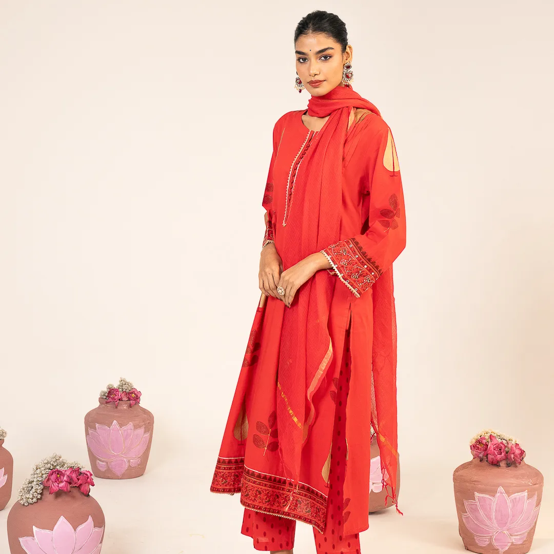 Burnt Orange Kurta Set with Dupatta