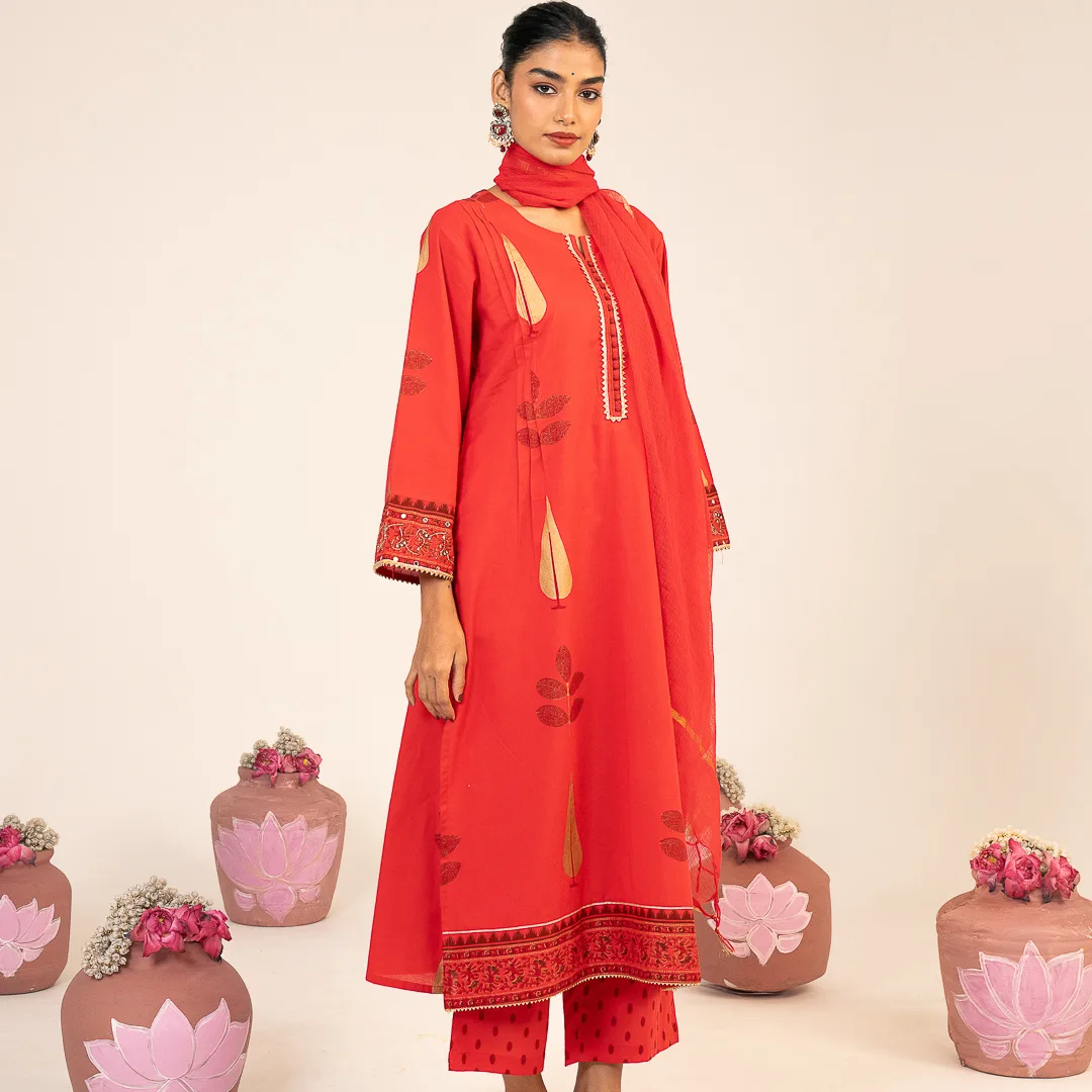 Burnt Orange Kurta Set with Dupatta