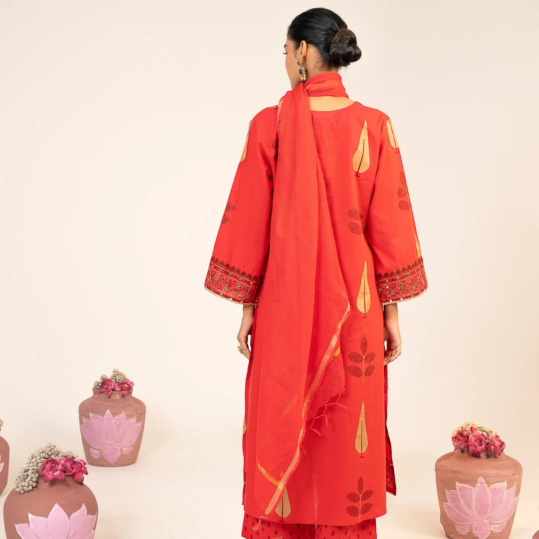 Burnt Orange Kurta Set with Dupatta