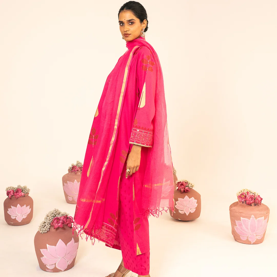 Fuchsia Pink Kurta Set with Dupatta