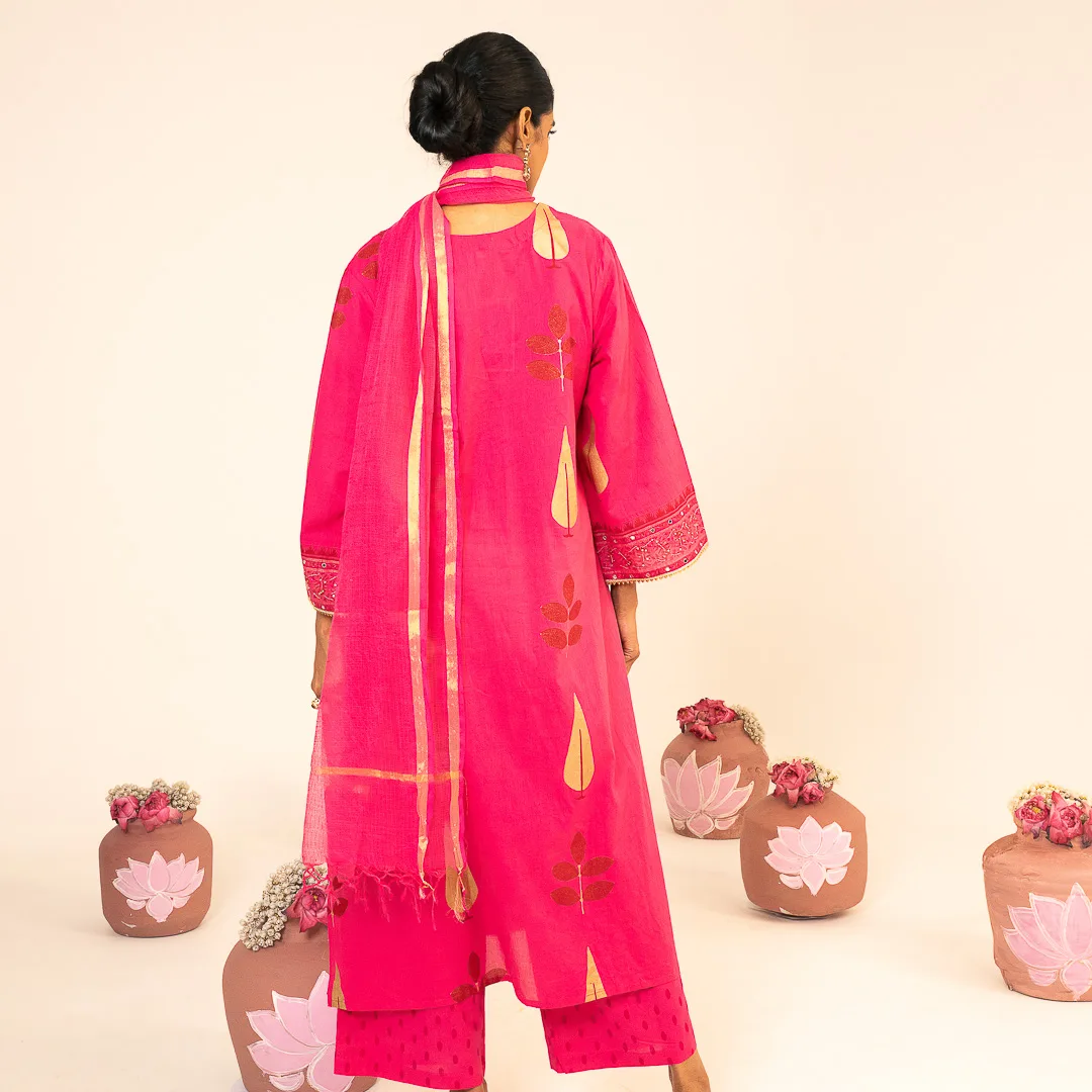 Fuchsia Pink Kurta Set with Dupatta