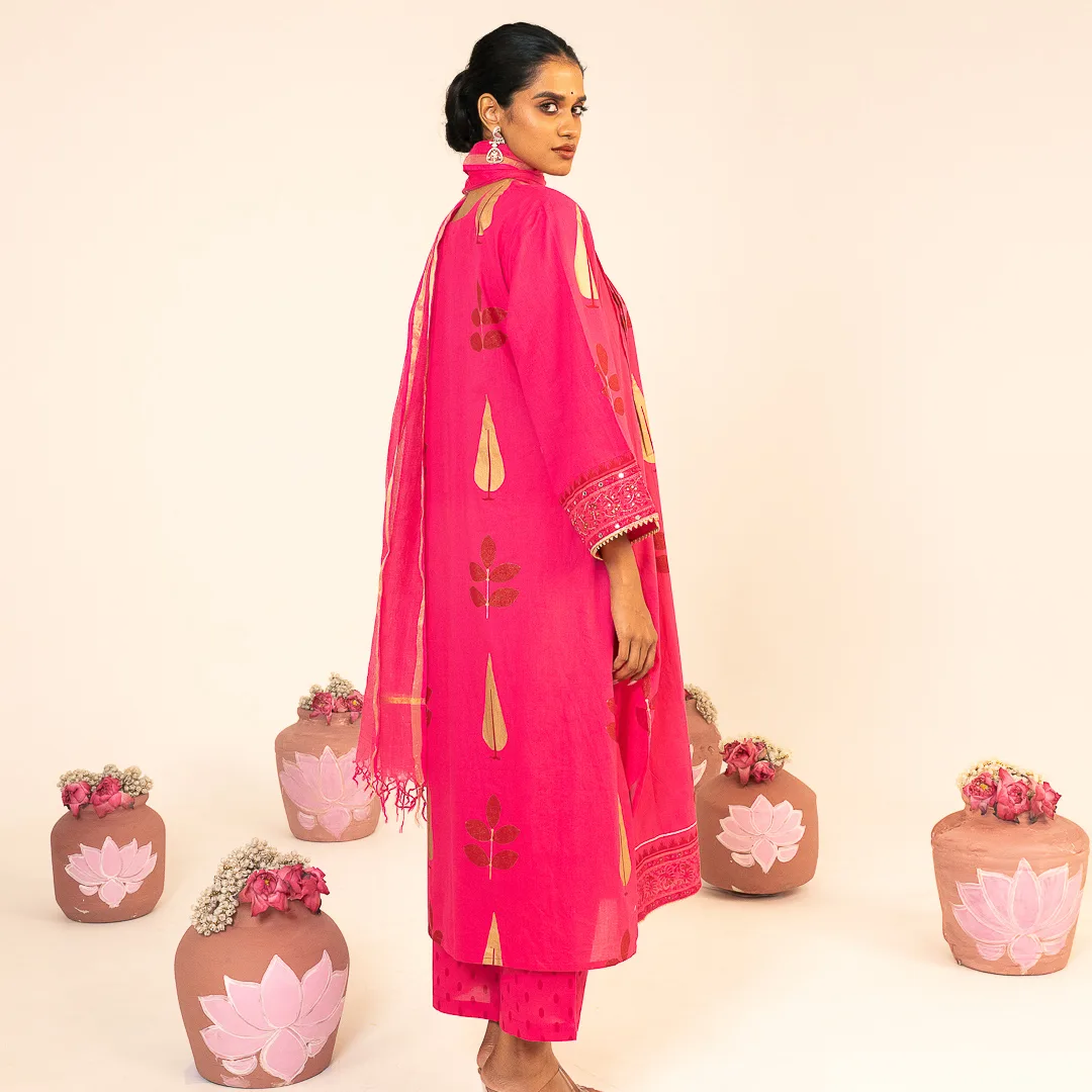 Fuchsia Pink Kurta Set with Dupatta