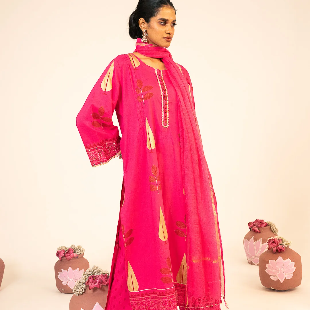 Fuchsia Pink Kurta Set with Dupatta