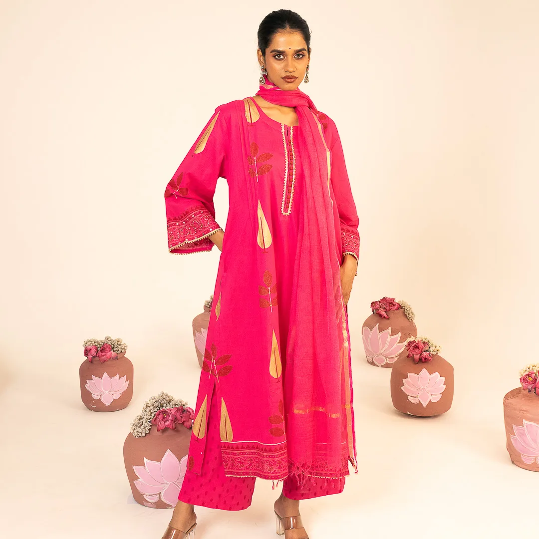 Fuchsia Pink Kurta Set with Dupatta