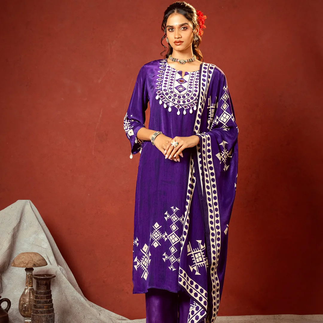 Wisteria Embroidered Kurta Set with Dupatta
