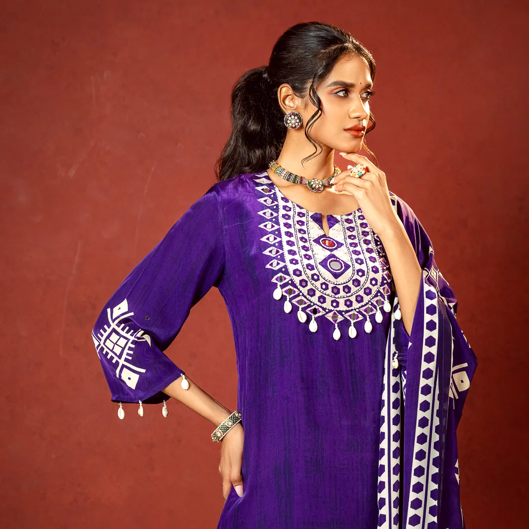 Wisteria Embroidered Kurta Set with Dupatta