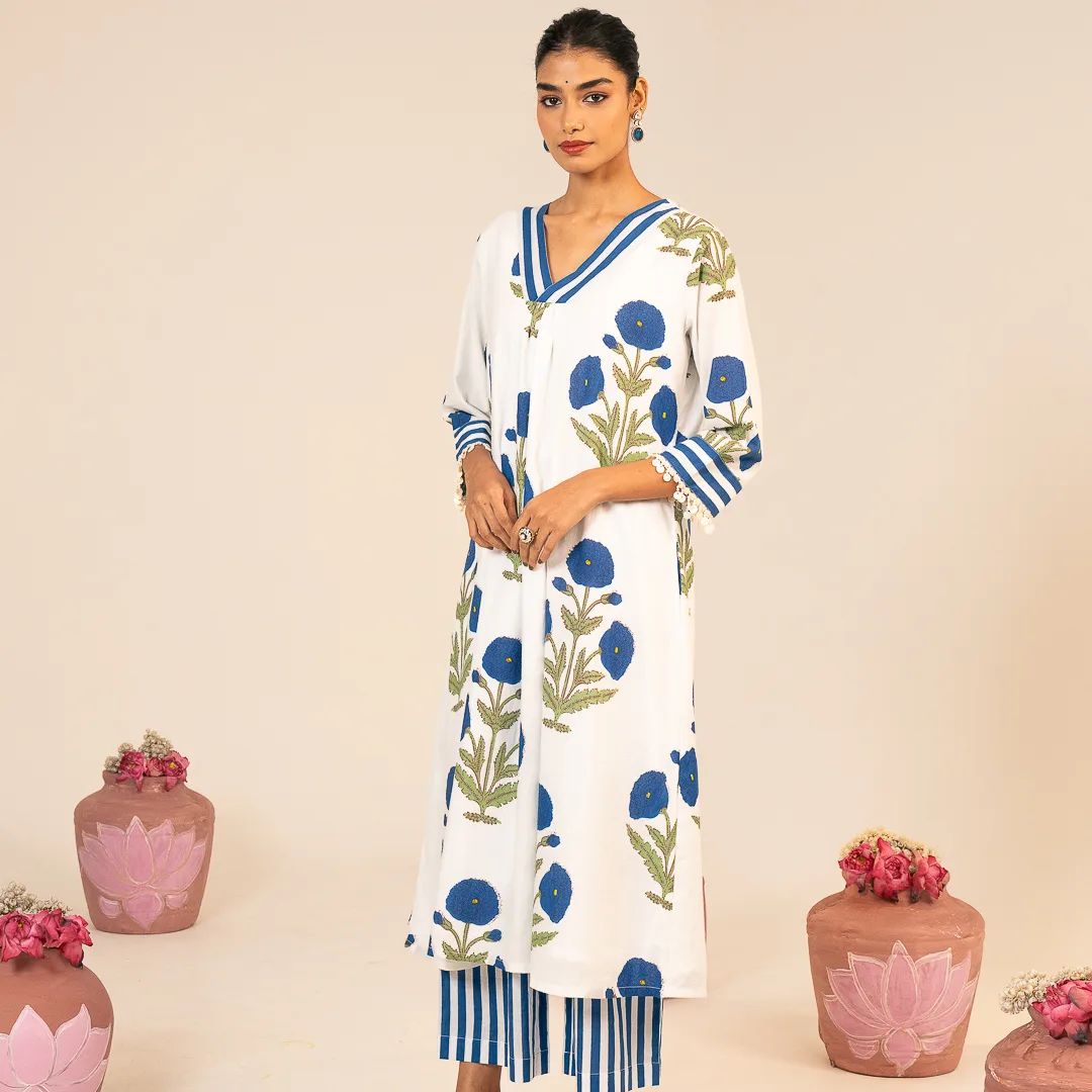 Indigo Floral Cotton Set
