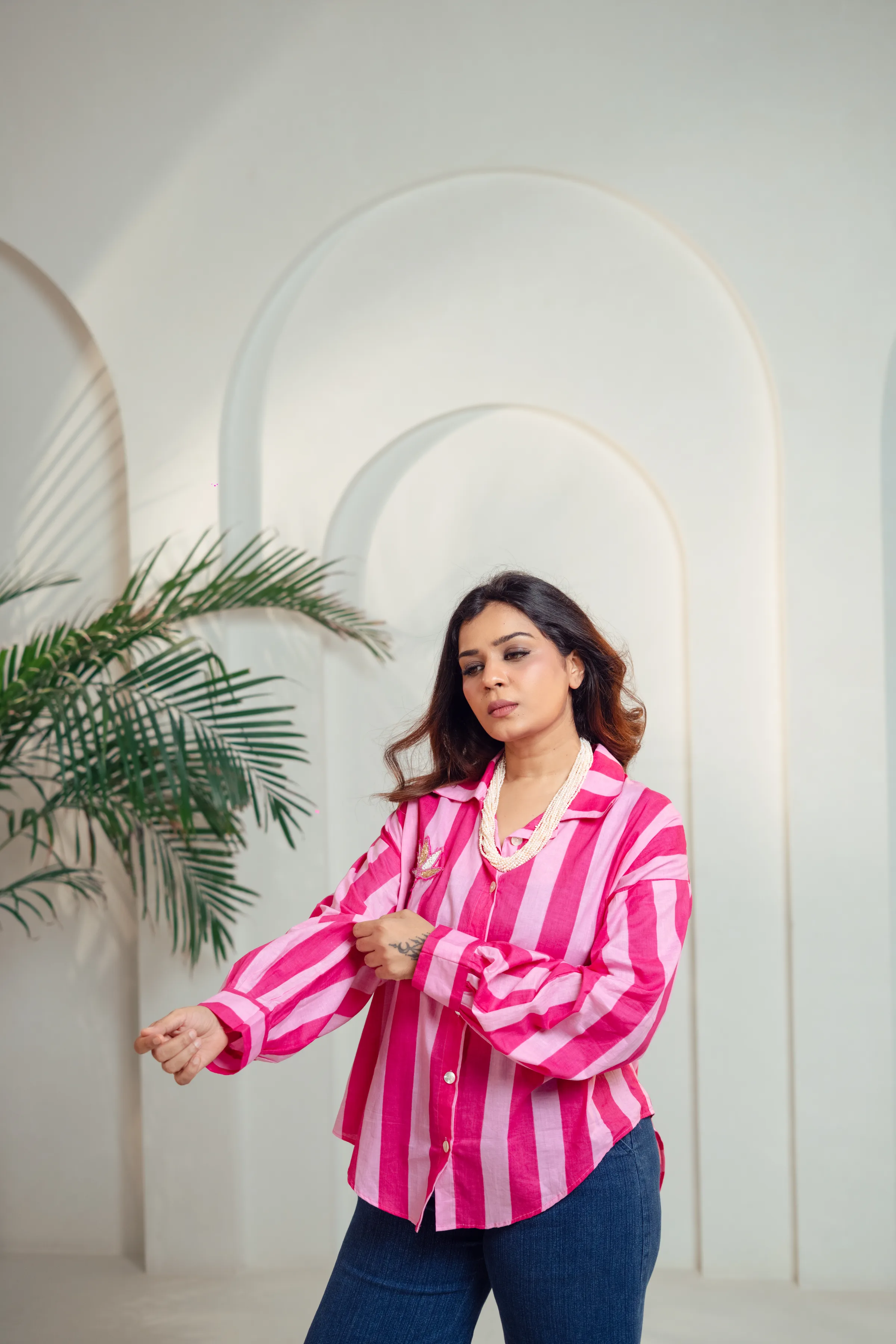 Candy Pink Stripe Cotton Shirt