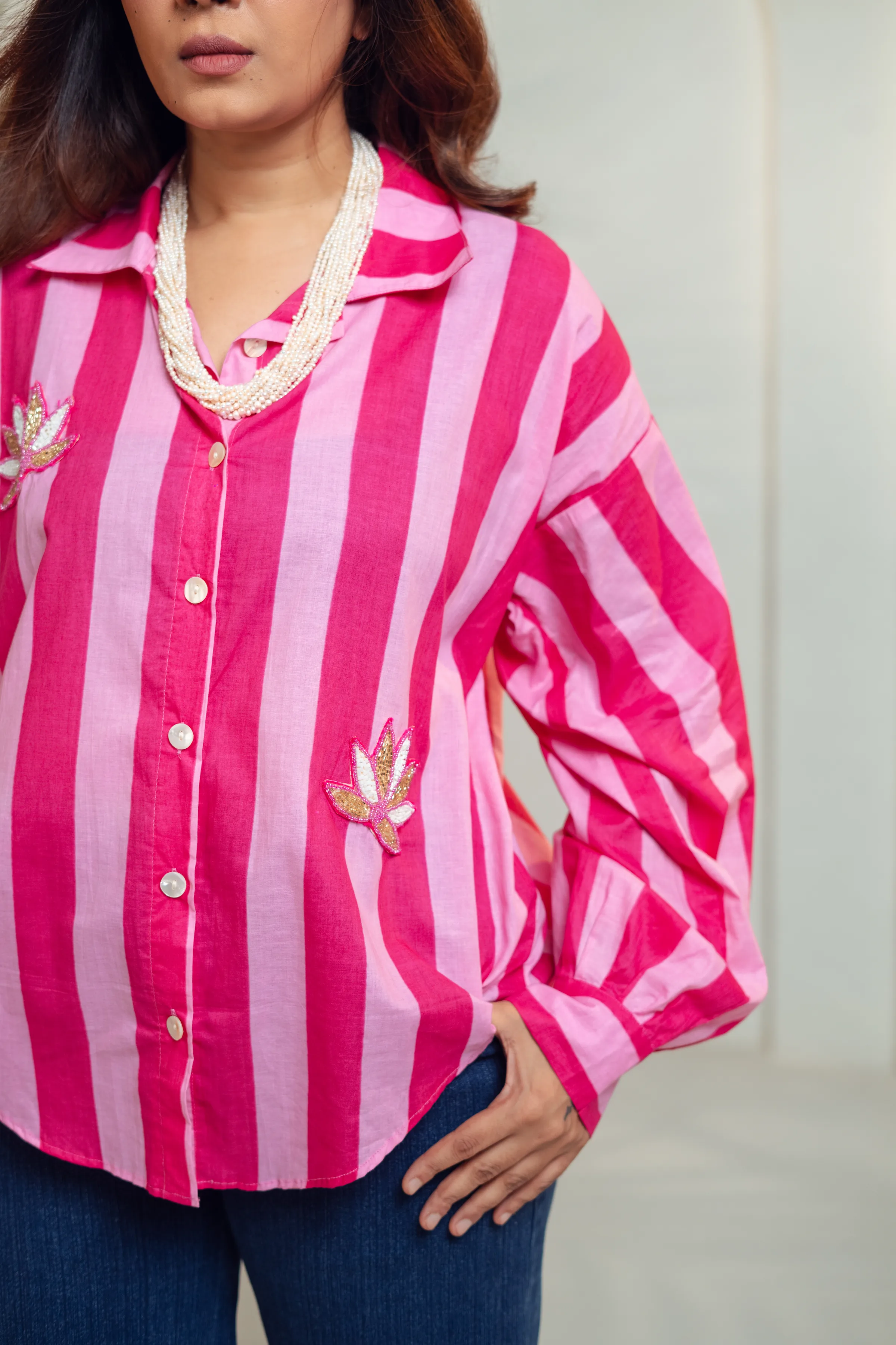 Candy Pink Stripe Cotton Shirt