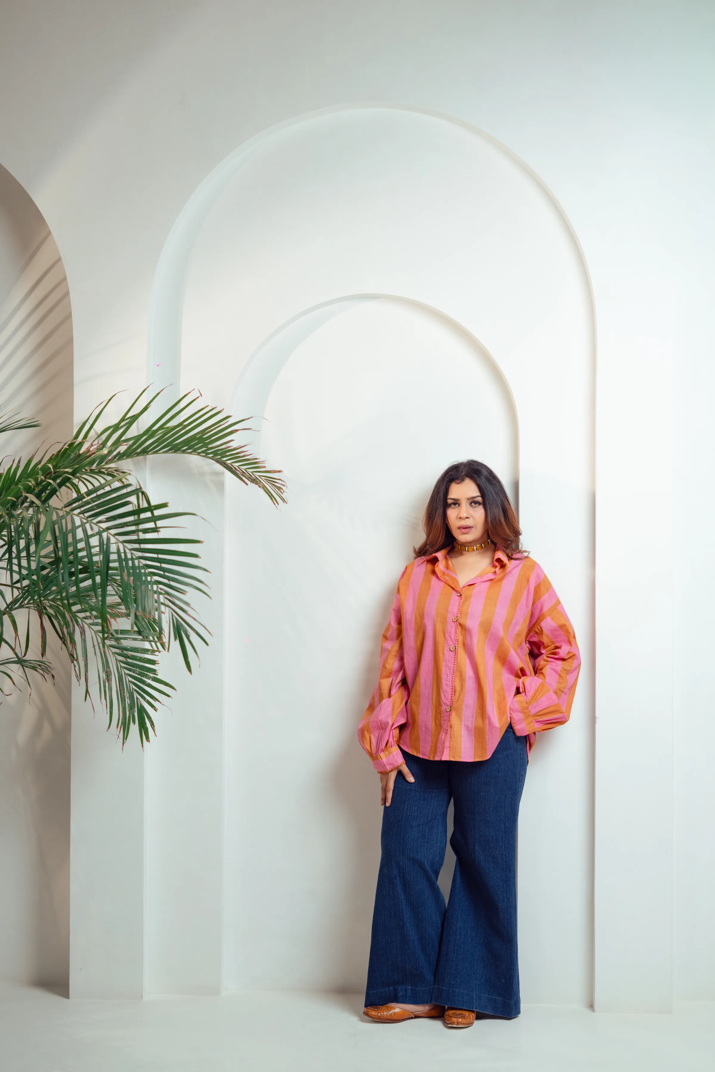 Sunset Pink Stripe Cotton Shirt