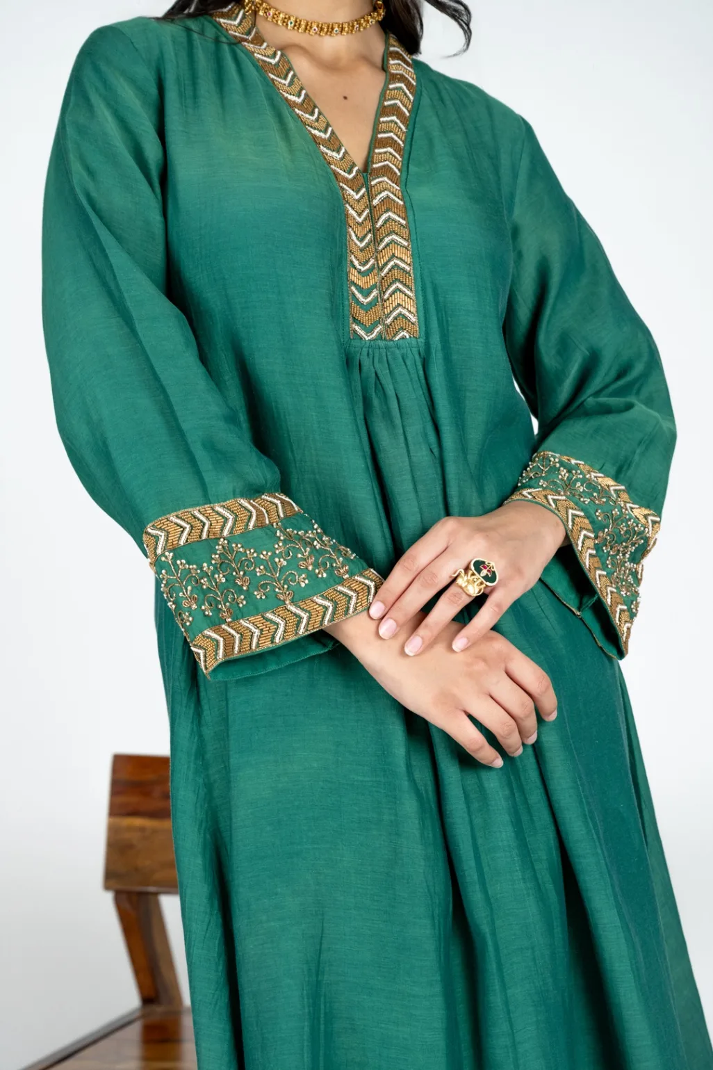 Panna Green Chanderi Kurta set