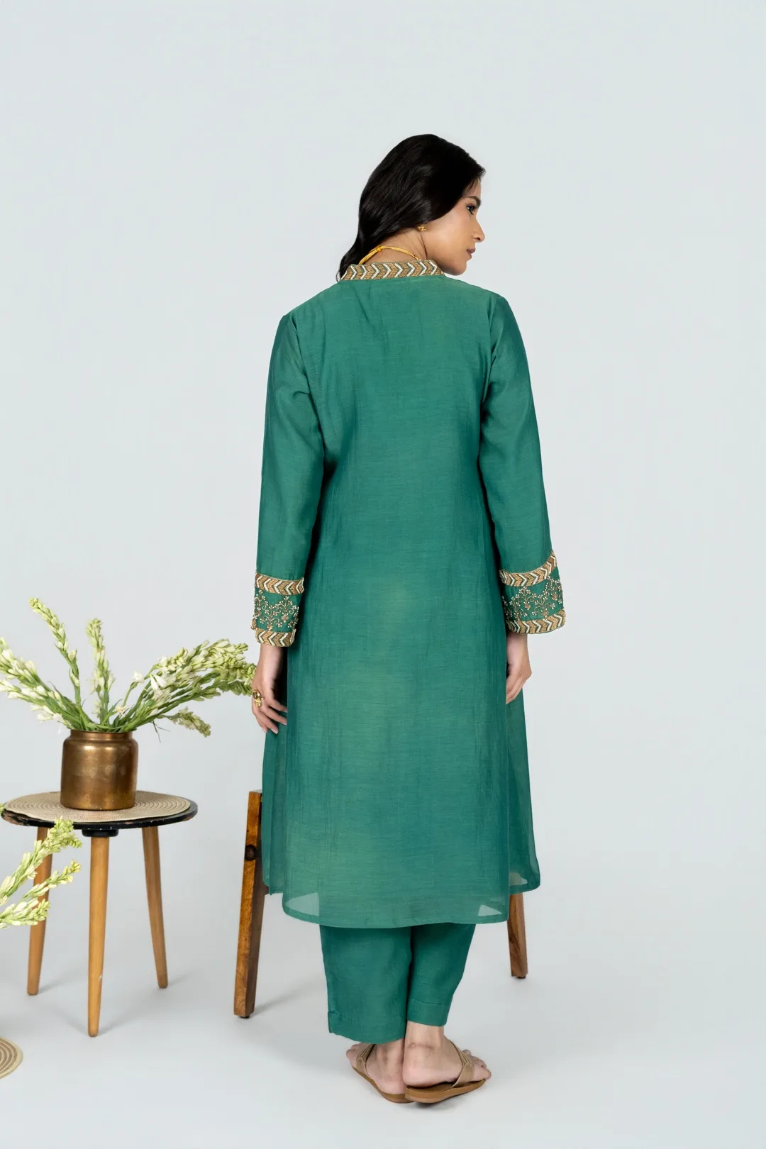 Panna Green Chanderi Kurta set