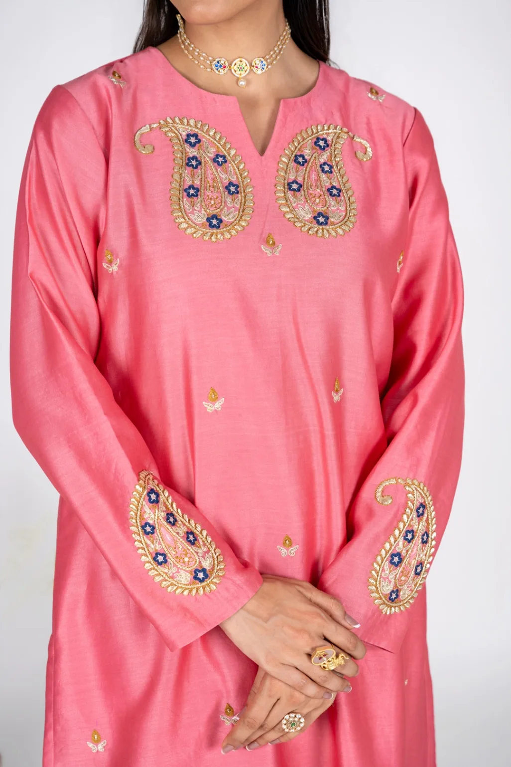 Rangrez pink Chanderi kurta set with Dupatta
