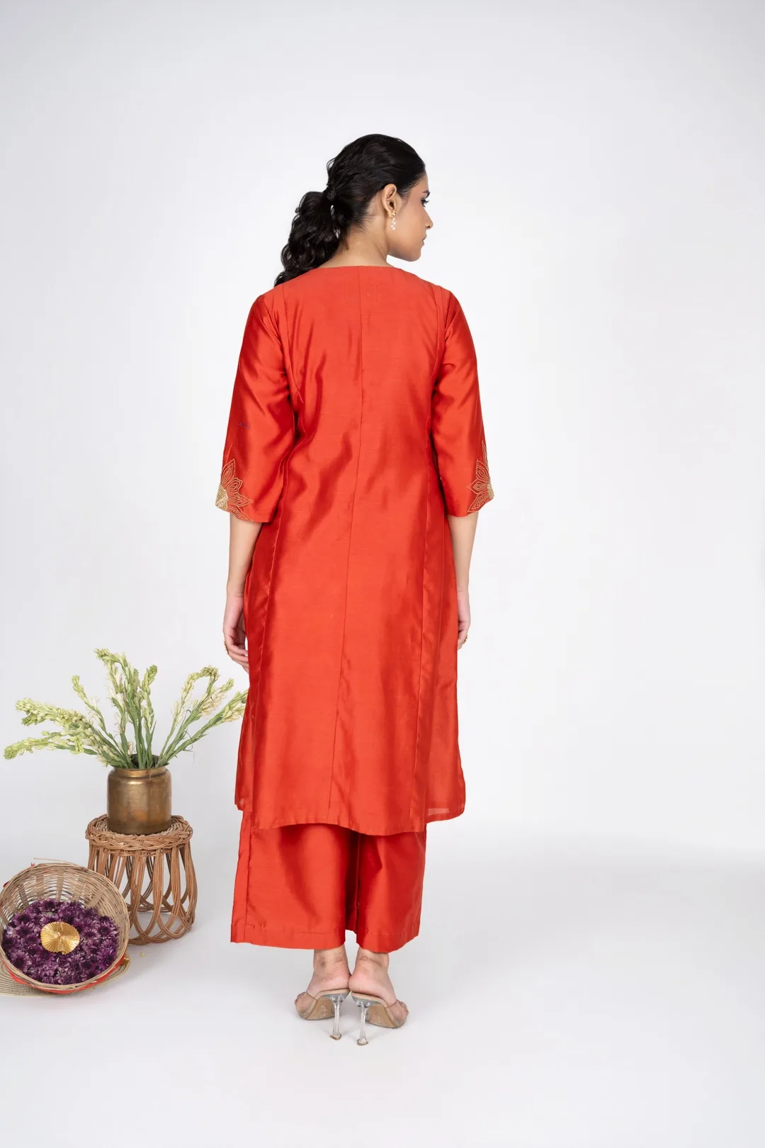 Aurelia Orange Kurta set with Dupatta