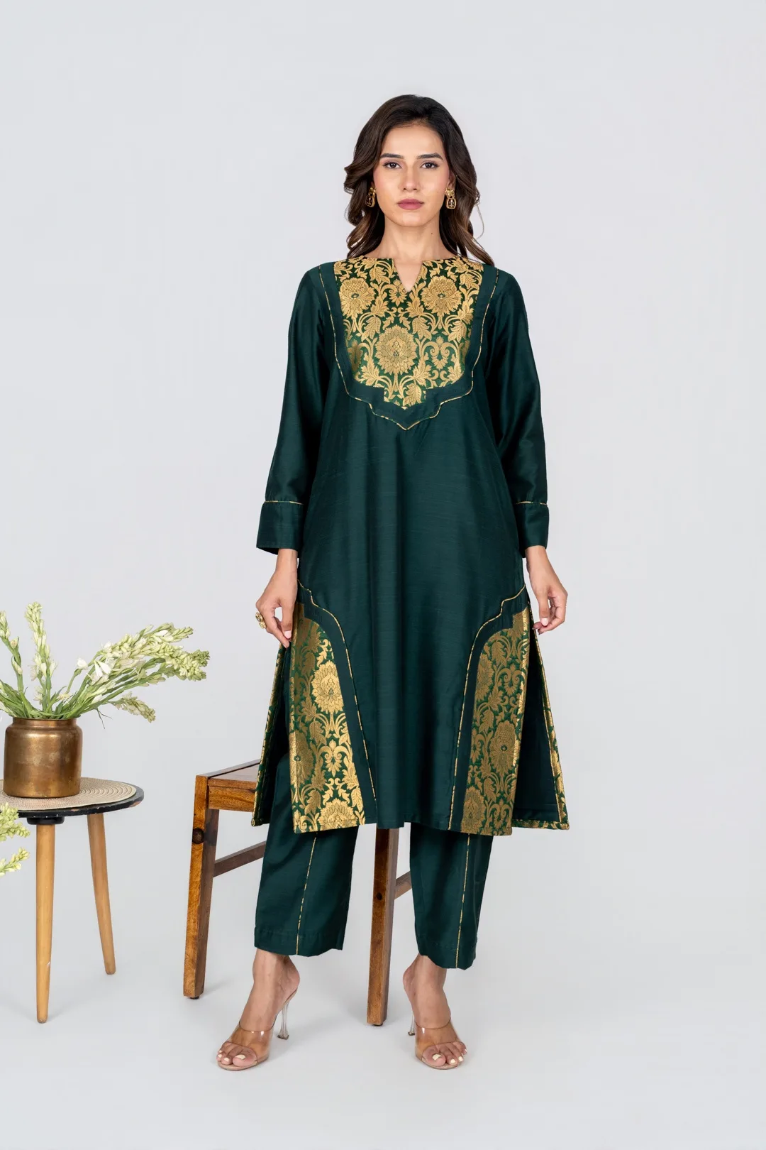Emerald Zari Pannel Kurta Set