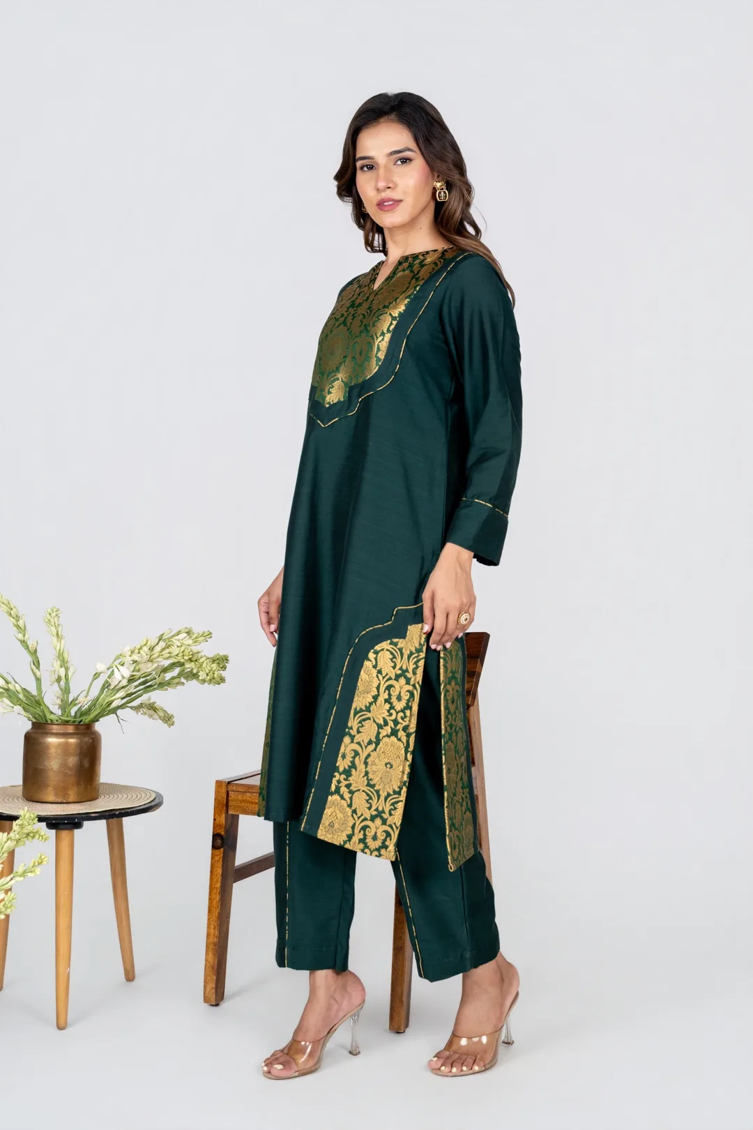 Emerald Zari Pannel Kurta Set