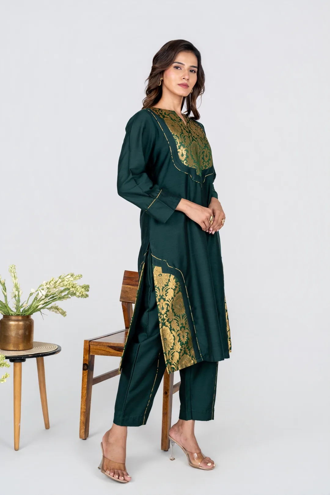 Emerald Zari Pannel Kurta Set