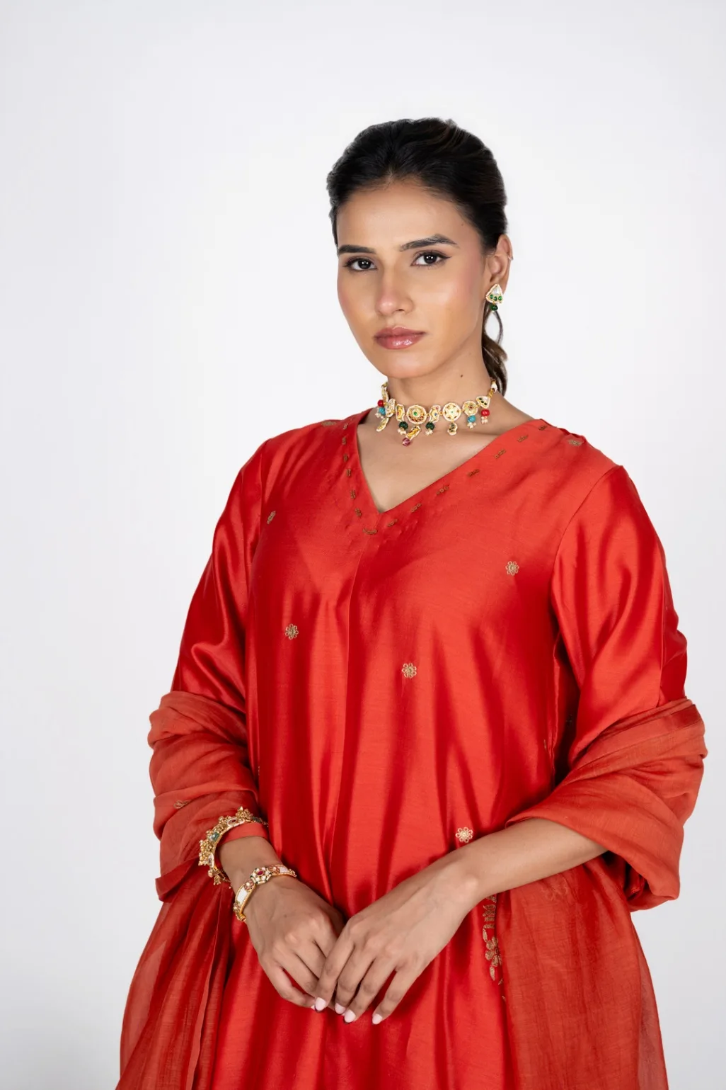 Vashti Orange Kurta Set with Dupatta