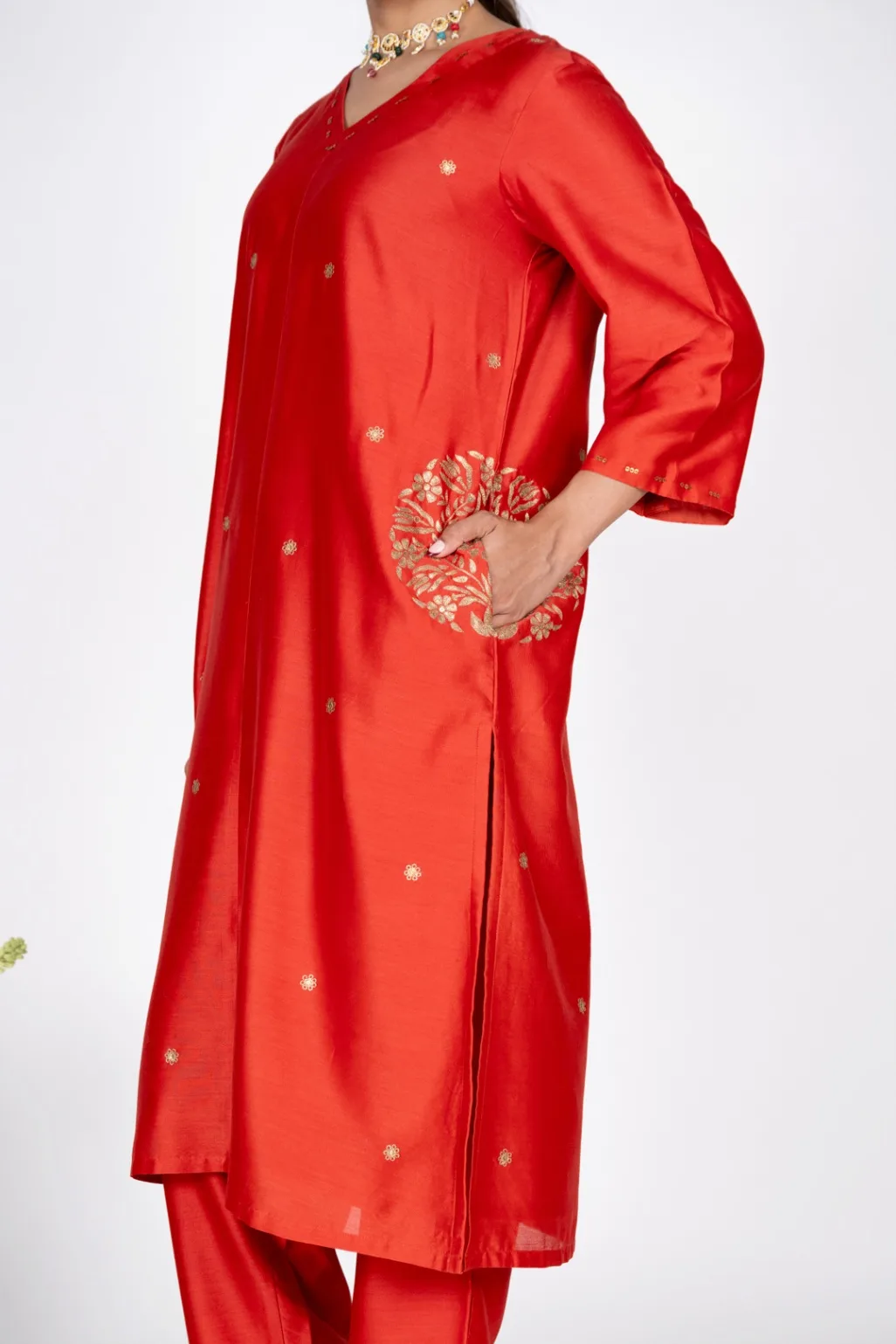 Vashti Orange Kurta Set with Dupatta