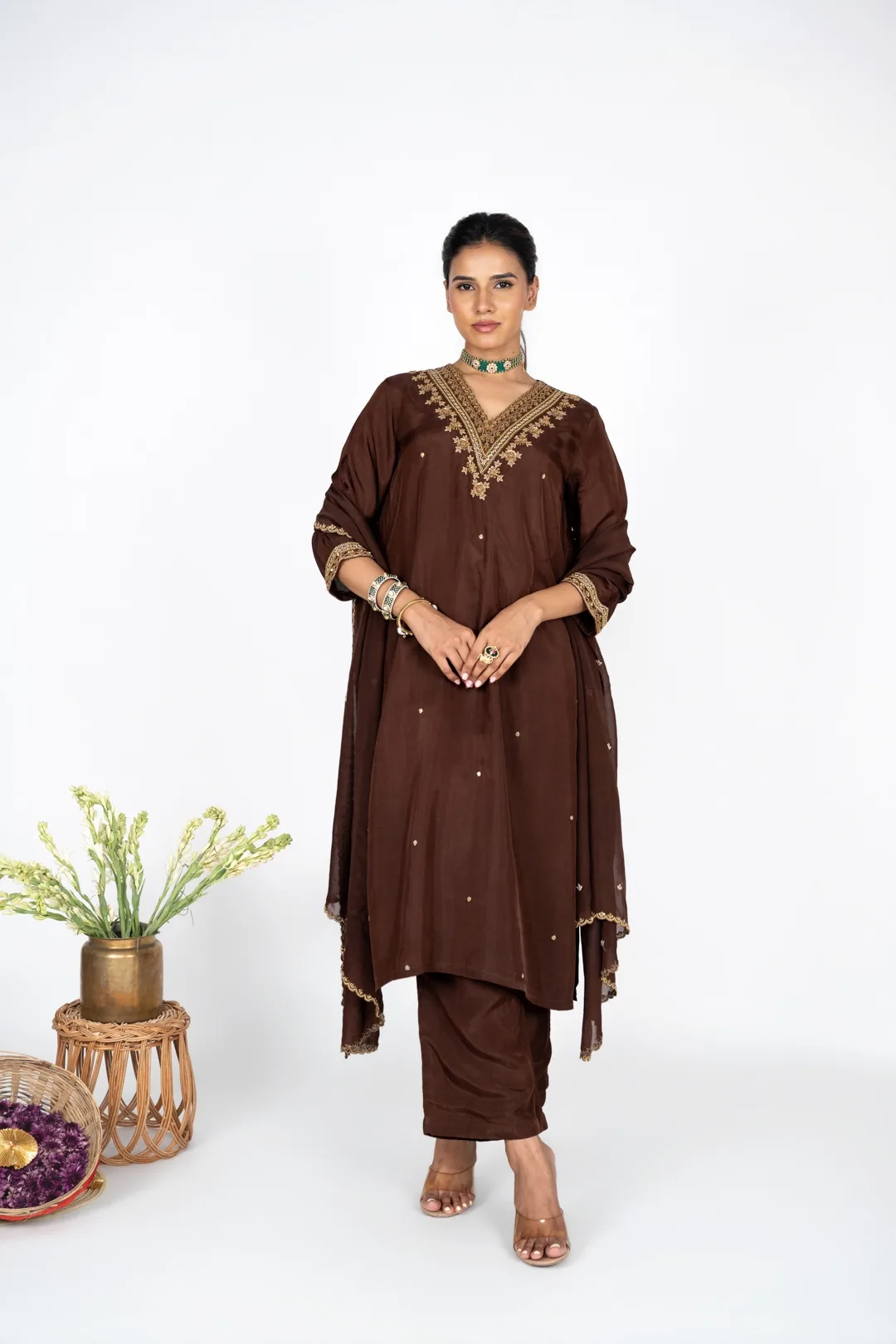 Mahveen Mocha kurta set