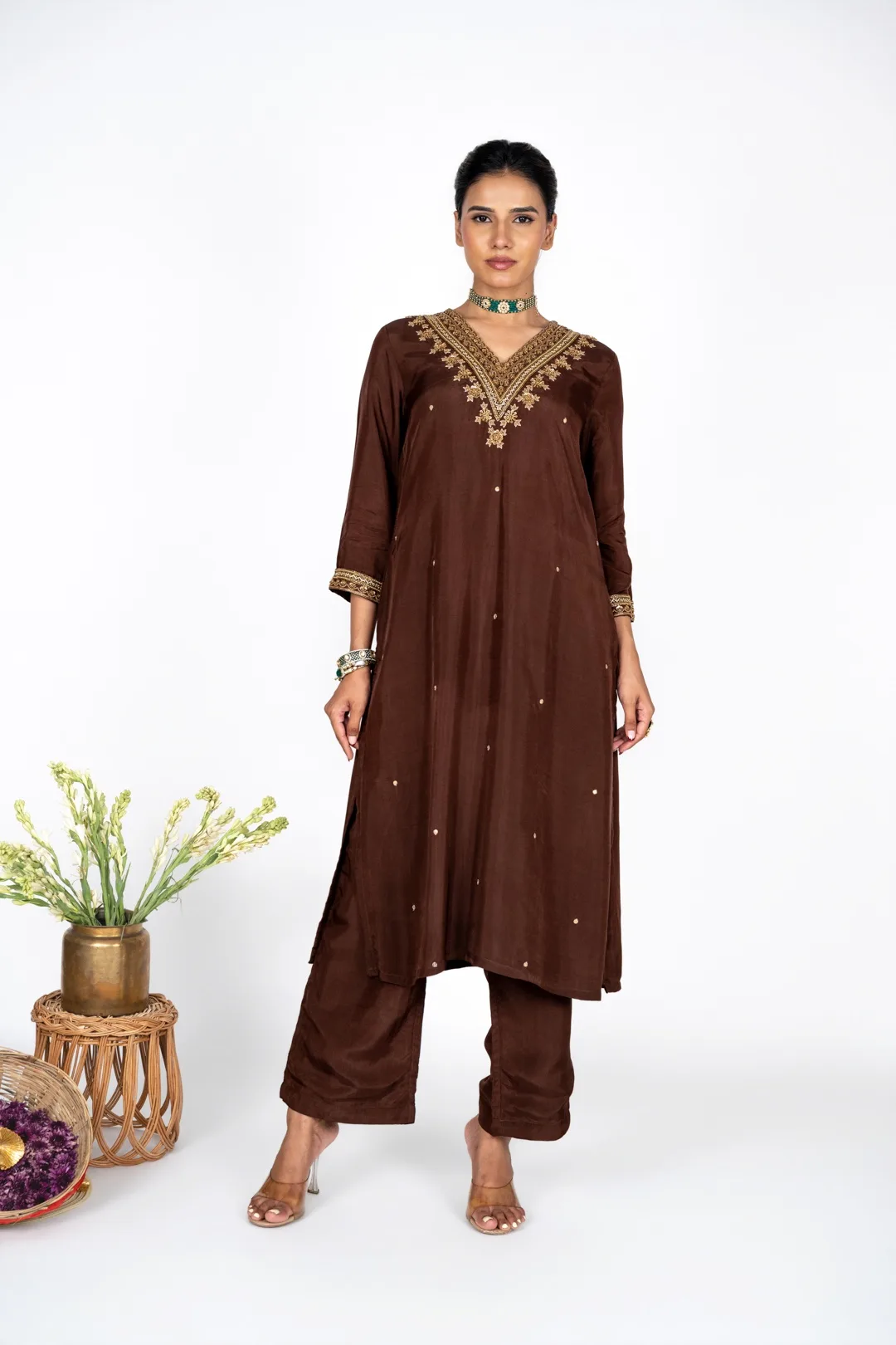 Mahveen Mocha kurta set