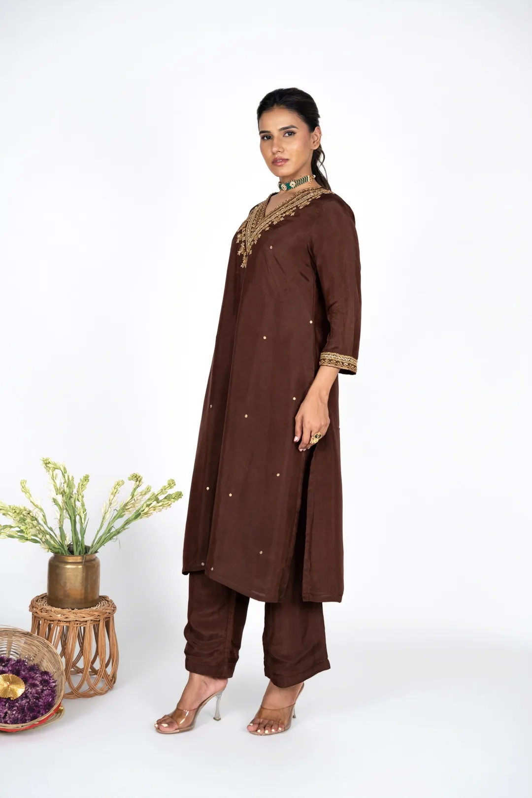 Mahveen Mocha kurta set