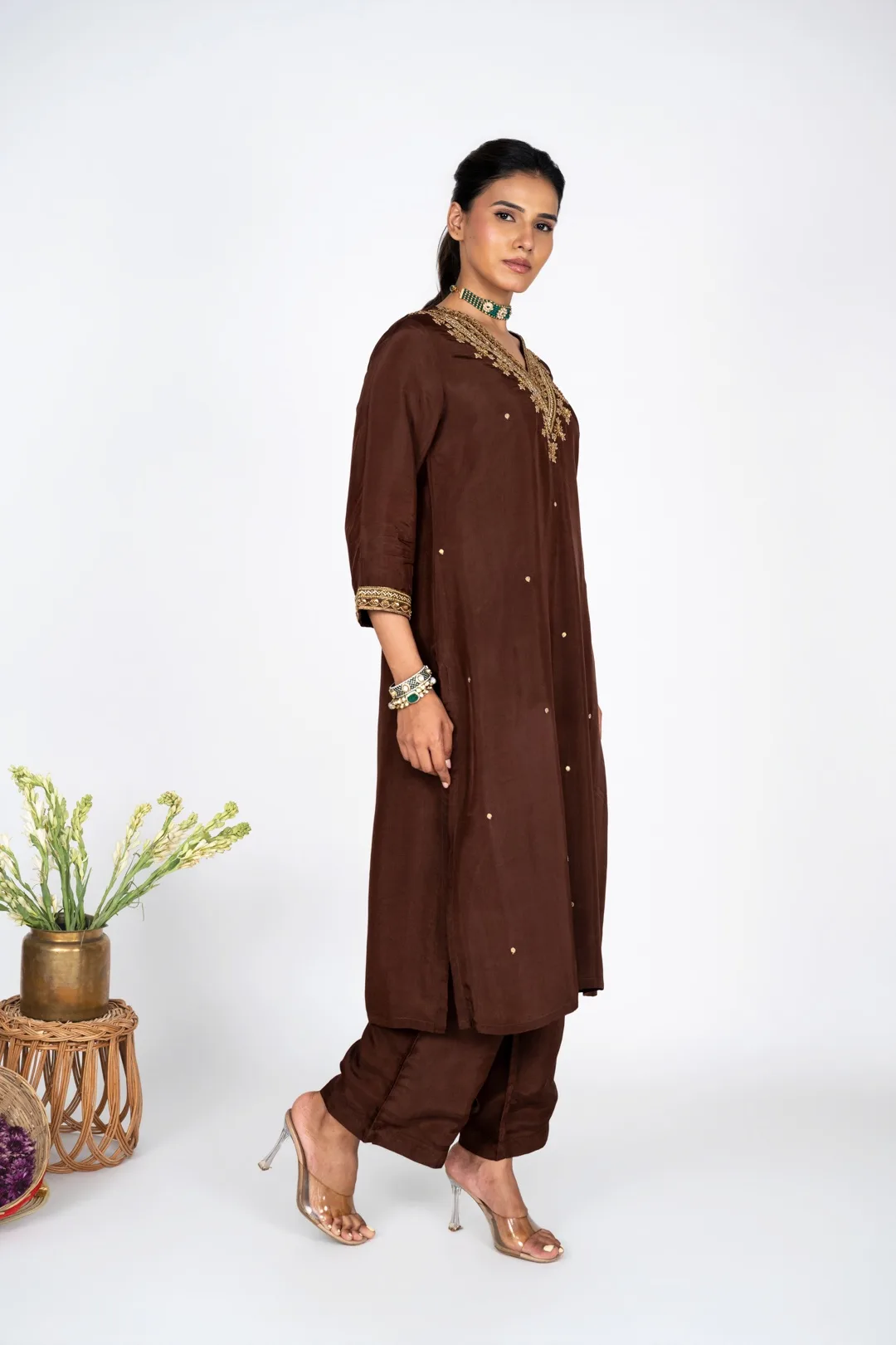 Mahveen Mocha kurta set