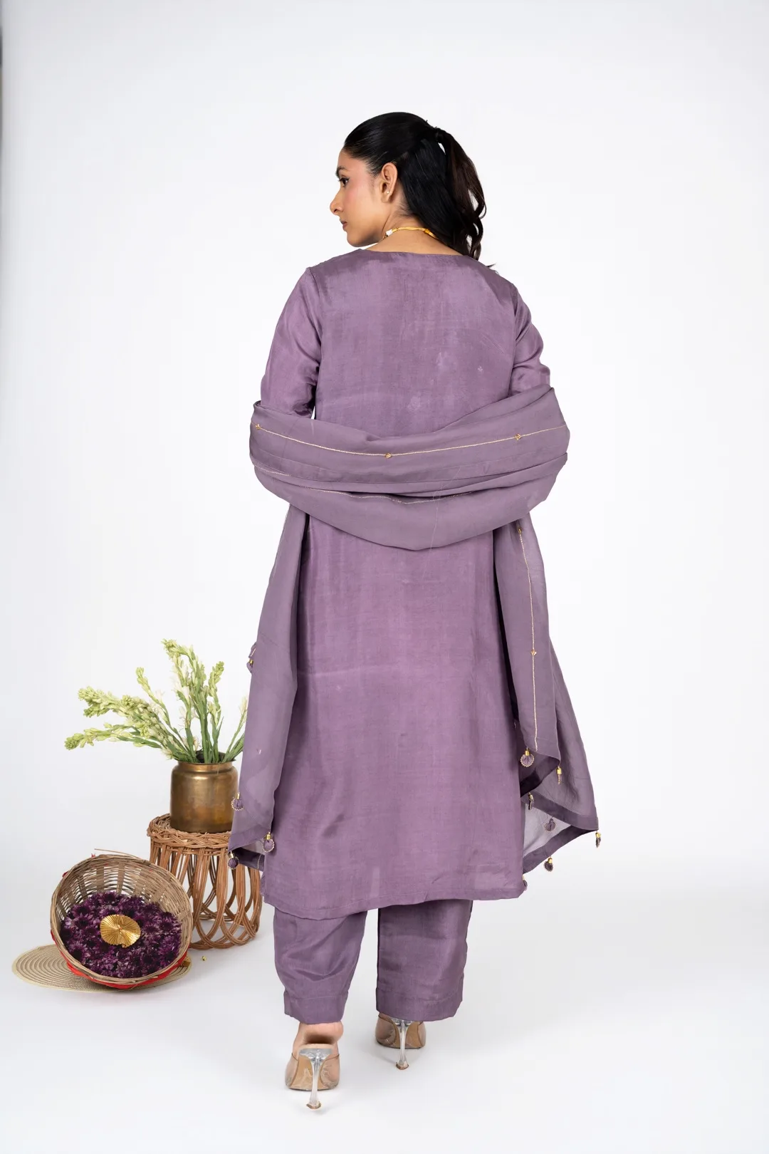 Kumud Lilac Silk Kurta set