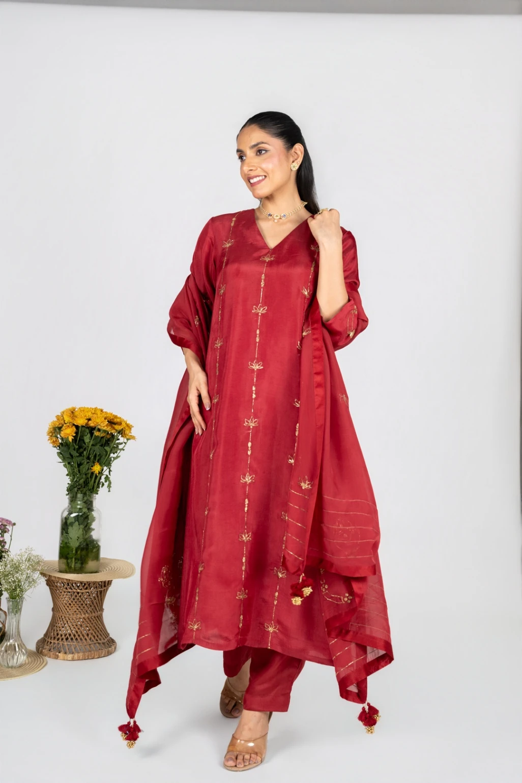 Rumi Red kurta set with Dupatta