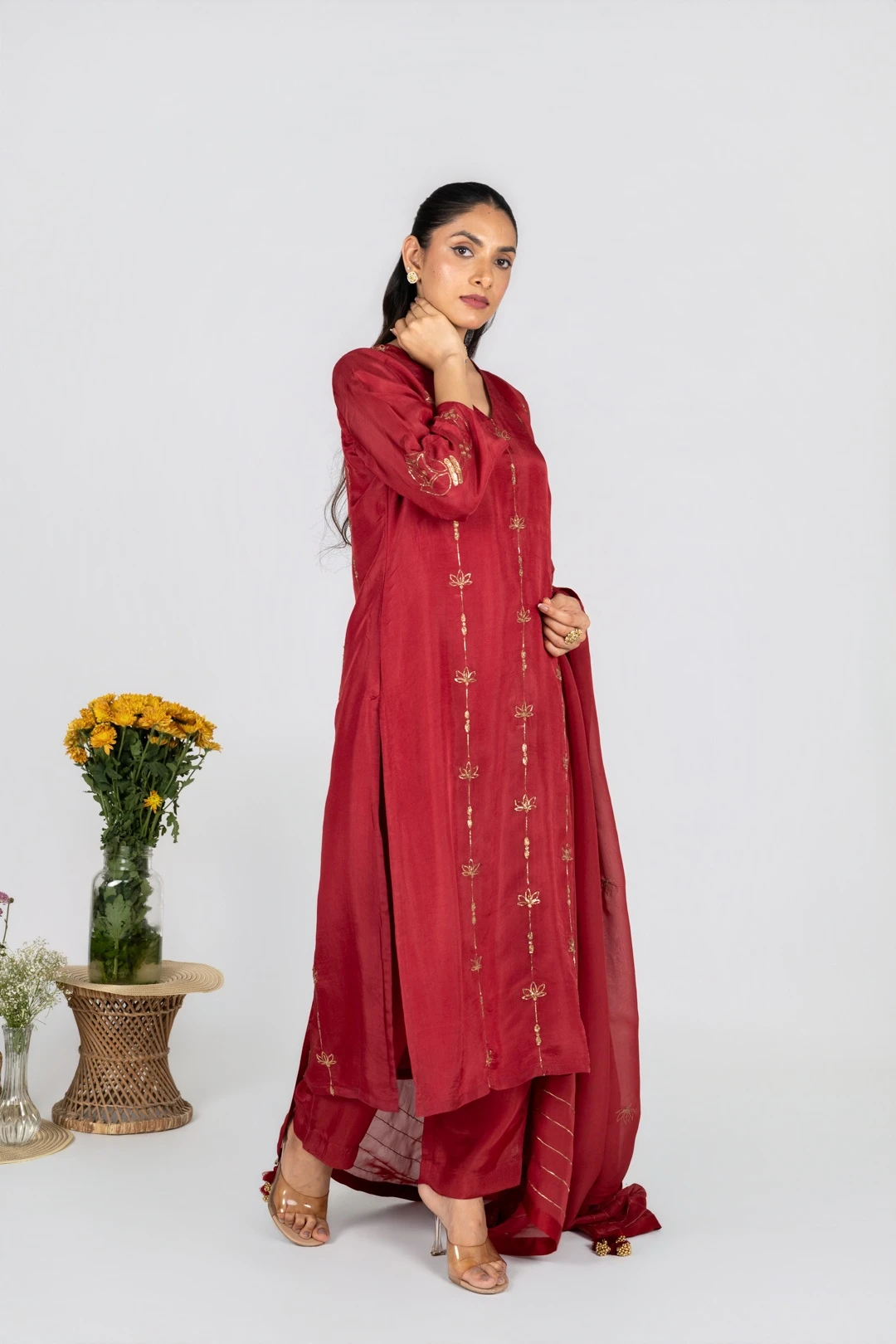 Rumi Red kurta set with Dupatta