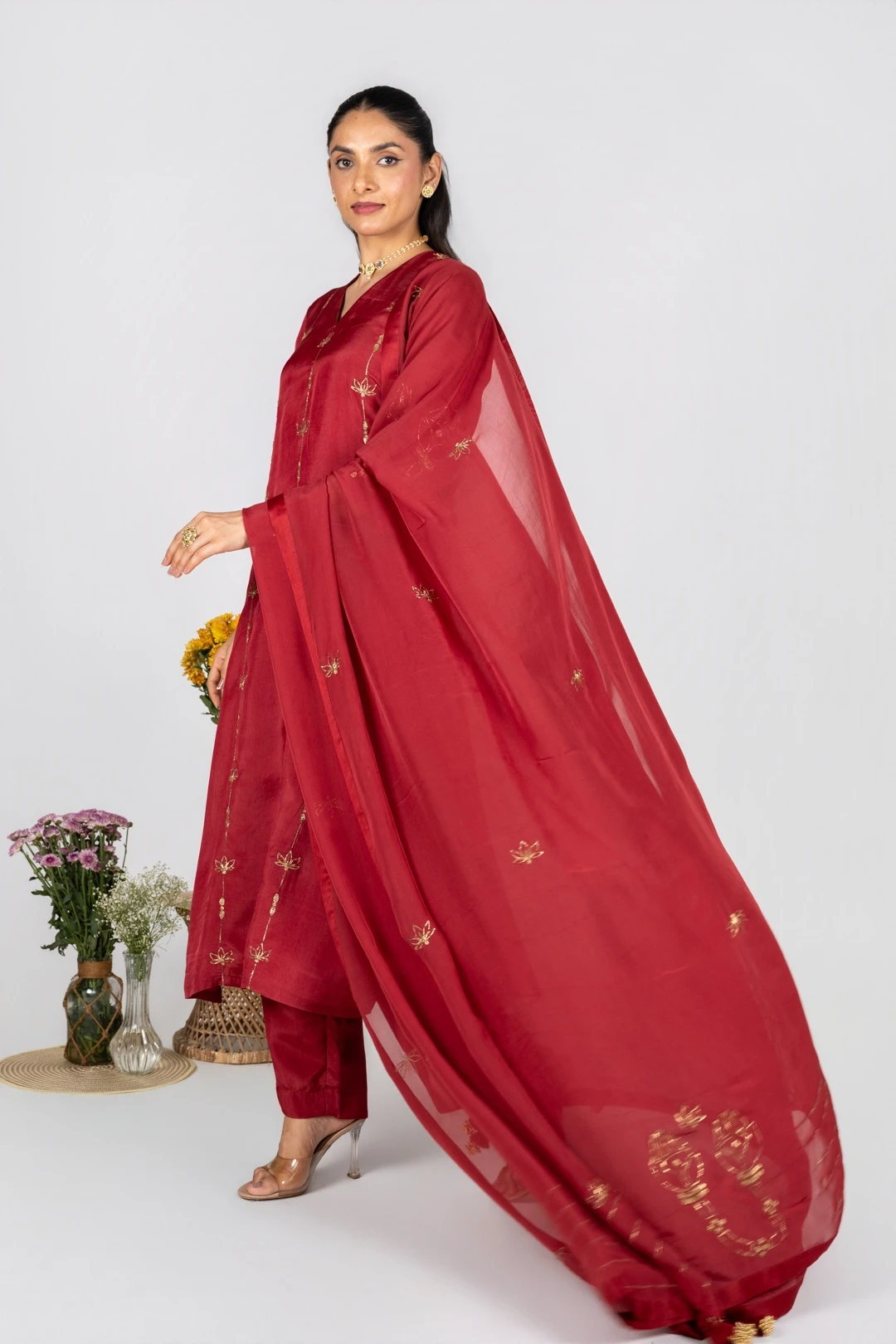 Rumi Red kurta set with Dupatta