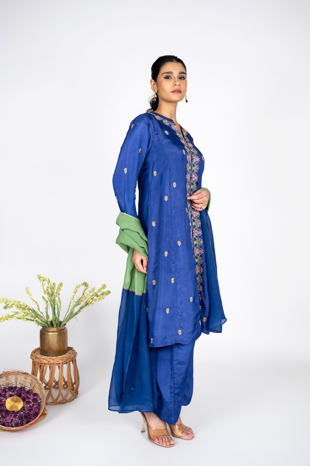 Salvia Purple Kurta set with Dupatta