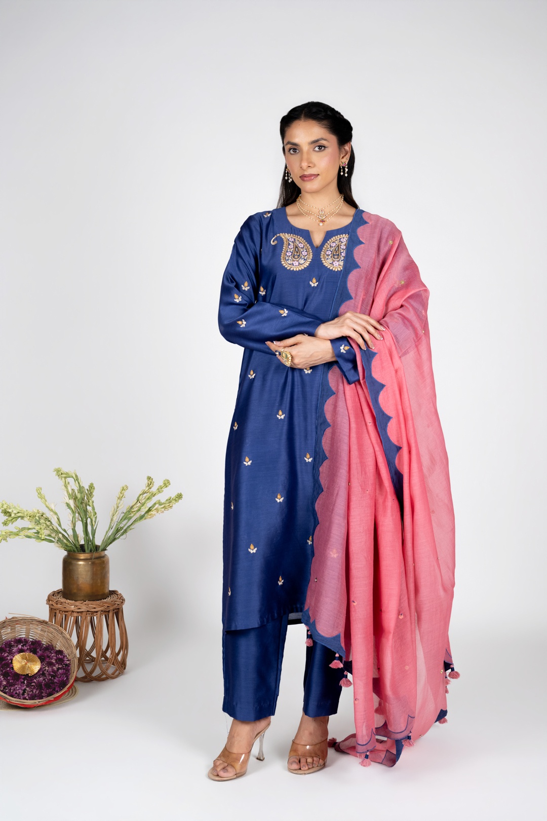 Eraya Blush Chanderi kurta set with Dupatta