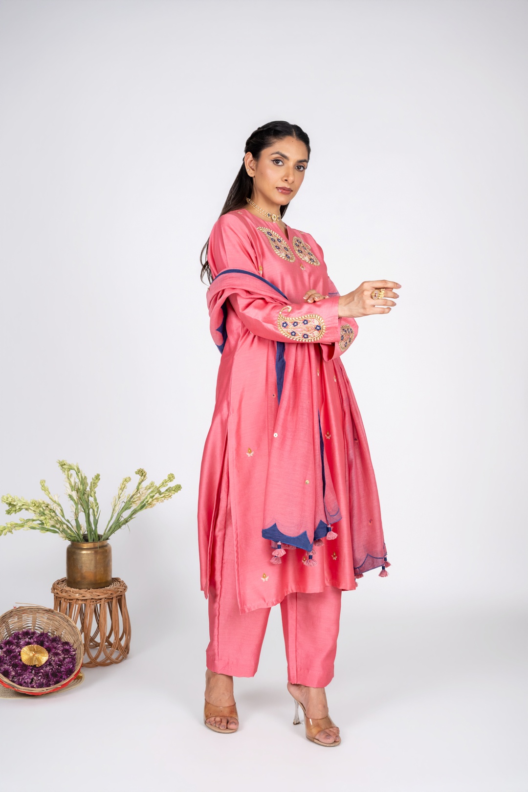 Rangrez pink Chanderi kurta set