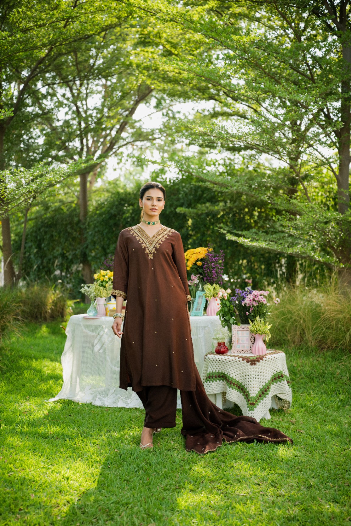 Mahveen Mocha kurta set